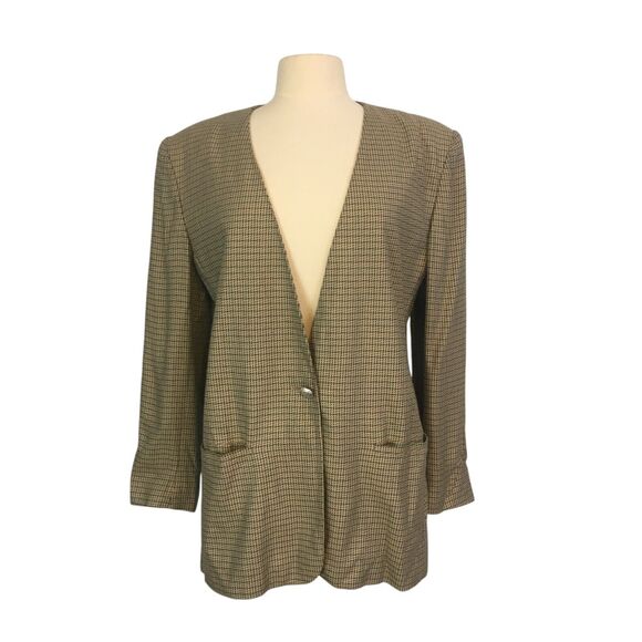 Breckenridge Vintage 80s Womens Tan Rayon Oversized Blazer sz 12, 42 bust Jacket - Picture 1 of 10